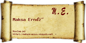 Maksa Ernő névjegykártya