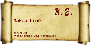 Maksa Ernő névjegykártya